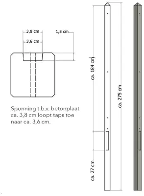 Bt paal lgw 8.5x8.5x280 grs eind