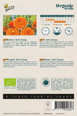 Buzzy® Calendula, Goudsbloem Ball's Orange (BIO) - afbeelding 2