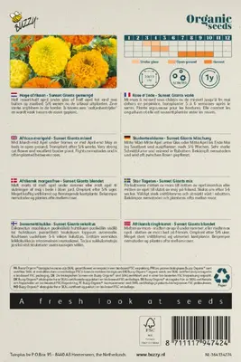 Buzzy® Tagetes, Afrikaan Sunset Giants gem. (BIO) - afbeelding 2