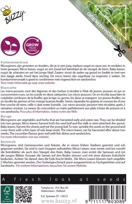 Buzzy zaden Microgreens, Borage (komkommerkruid) - afbeelding 2