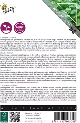 Buzzy zaden Microgreens, Citroenbasilicum - afbeelding 2