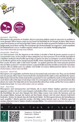 Buzzy zaden Microgreens, Mosterd Red Frills - afbeelding 2