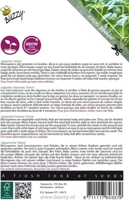 Buzzy zaden Microgreens, Tatsoi - afbeelding 2