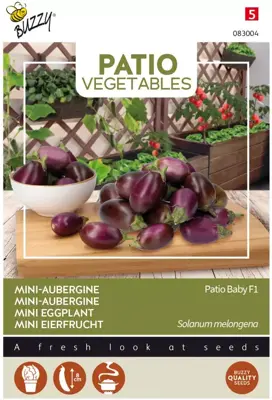 Buzzy zaden Patio Vegetables, Aubergine Patio Baby F1 - afbeelding 1