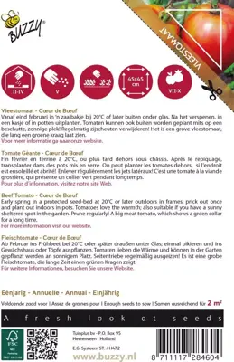 Buzzy zaden Pomodori, Vleestomaat Cœur de Bœuf - afbeelding 2