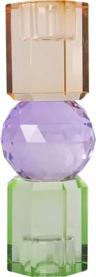 C'est bon kandelaar kristal  6x6x16.5cm mint, violet, light brown - afbeelding 1
