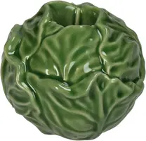 Candle stick cabbage fine earthenware green 9.2x9.2x7.4cm