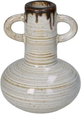 Candle stick fine earthenware white 9.1x9.1x12cm