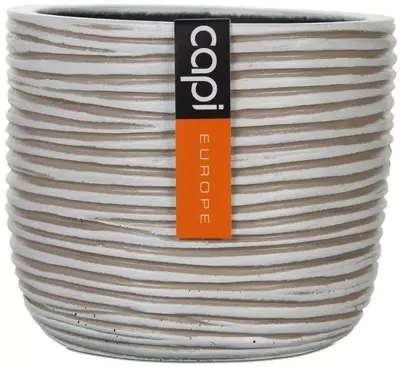 Capi bloempot bol Nature Rib 9x8 cm Antraciet & Ivoor - afbeelding 1