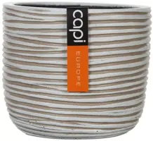 Capi bloempot bol Nature Rib 9x8 cm Antraciet & Ivoor - afbeelding 1