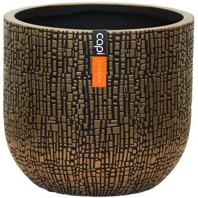 Capi bloempot Bol Skin 14x13 cm Zwart goud