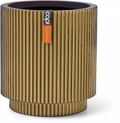 Capi cilinder groove vaas 15x17cm zwart goud