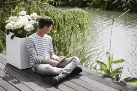 Capi lux terrazzo plantenbak 60x60x60 cm wit - afbeelding 5