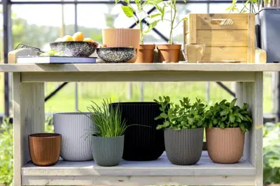 Capi 'made with' groove bol bloempot 21.5x20 cm metallisch koper - afbeelding 3