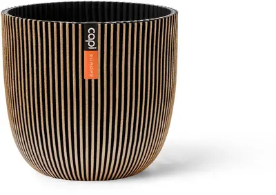 Capi 'made with' groove bol bloempot 25x23 cm zwart goud - afbeelding 1