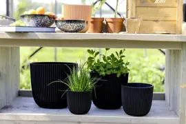 Capi 'made with' groove bol bloempot 26x23 cm zwart - afbeelding 6