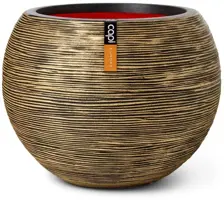 Capi nature bol rib nl kunststof bloempot 48x48 cm zwart, goud - afbeelding 1