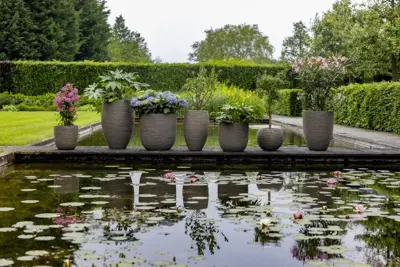 Capi nature bol rib nl kunststof bloempot 54x52 cm warme taupe - afbeelding 2