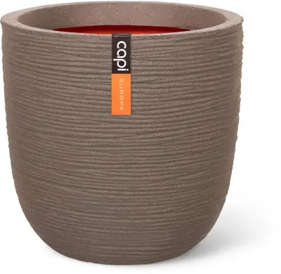 Capi nature bol rib nl kunststof bloempot 54x52 cm warme taupe - afbeelding 1
