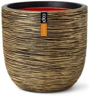 Capi nature bol rib nl kunststof bloempot 55x53 cm zwart goud - afbeelding 1