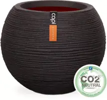 Capi nature bol rib nl kunststof vaas 40x32 cm zwart - afbeelding 1