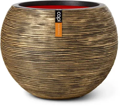 Capi nature bol rib nl kunststof vaas 40x32 cm zwart, goud - afbeelding 1