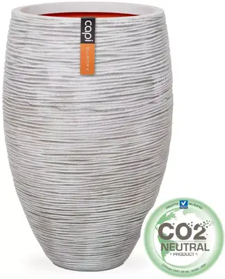 Capi nature elegant deluxe rib nl kunststof vaas 40x60 cm ivoor - afbeelding 2