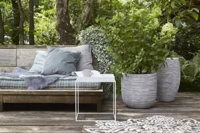 Capi nature elegant deluxe rib nl kunststof vaas 40x60 cm ivoor - afbeelding 3