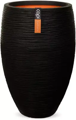 Capi nature elegant deluxe rib nl kunststof vaas 40x60 cm zwart - afbeelding 1