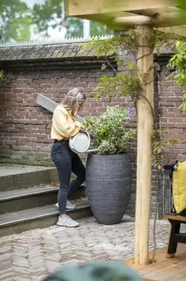 Capi nature elegant deluxe rib nl kunststof vaas 50x72 cm antraciet - afbeelding 2