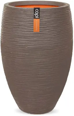 Capi nature elegant deluxe rib nl kunststof vaas 50x72 cm warme taupe - afbeelding 1