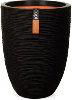 Capi nature elegant laag rib nl kunststof bloempot 34x46 cm zwart - afbeelding 1