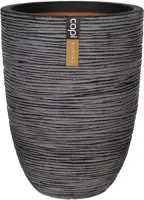 Capi nature elegant laag rib nl kunststof bloempot 34x46 cm antraciet - afbeelding 1