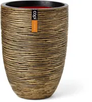Capi nature elegant laag rib nl kunststof bloempot 34x46 cm zwart, goud - afbeelding 1