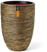 Capi nature elegant laag rib nl kunststof bloempot 46x58 cm zwart, goud - afbeelding 1