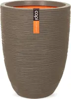 Capi nature elegant laag rib nl kunststof bloempot 46x58 cm warme taupe - afbeelding 1