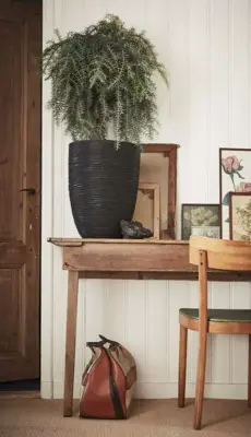 Capi nature elegant laag rib nl kunststof vaas 34x46 cm zwart - afbeelding 2