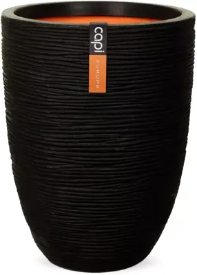 Capi nature elegant laag rib nl kunststof vaas 34x46 cm zwart - afbeelding 1