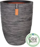 Capi nature elegant laag rib nl kunststof vaas 46x58 cm antraciet - afbeelding 2