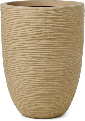 Capi nature elegant laag rib nl kunststof vaas 46x58 cm beige - afbeelding 1