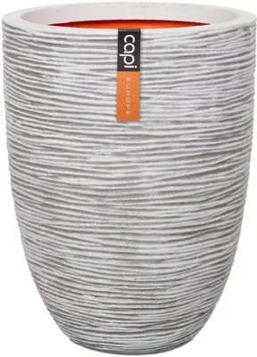 Capi nature elegant laag rib nl kunststof vaas 46x58 cm ivoor - afbeelding 1