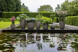 Capi nature elegant laag rib nl kunststof vaas 46x58 cm warme taupe - afbeelding 2