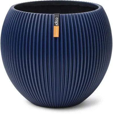 Capi nature groove bol bloempot 10x9 cm donkerblauw
