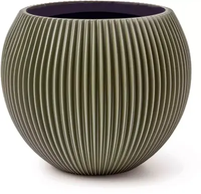 Capi nature groove bol bloempot 12x10 cm groen - afbeelding 1