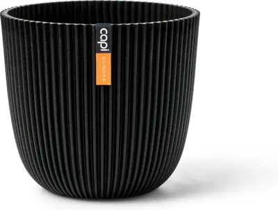 Capi nature groove bol bloempot 16.5x15 cm zwart - afbeelding 1