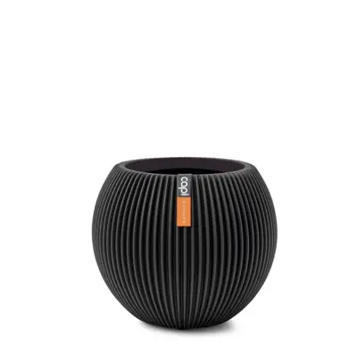 Capi nature groove bol bloempot 18x15 cm zwart