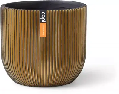 Capi nature groove bol bloempot 18x16 cm zwart goud - afbeelding 1