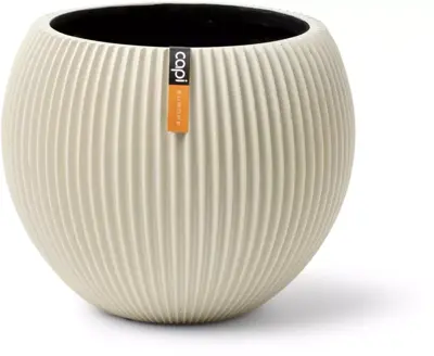 Capi nature groove bol bloempot 22x18 cm beige - afbeelding 1