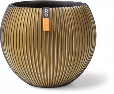 Capi nature groove bol bloempot 23x19 cm zwart goud - afbeelding 1