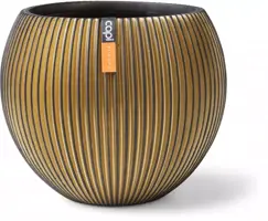 Capi nature groove bol bloempot 23x19 cm zwart goud - afbeelding 1
